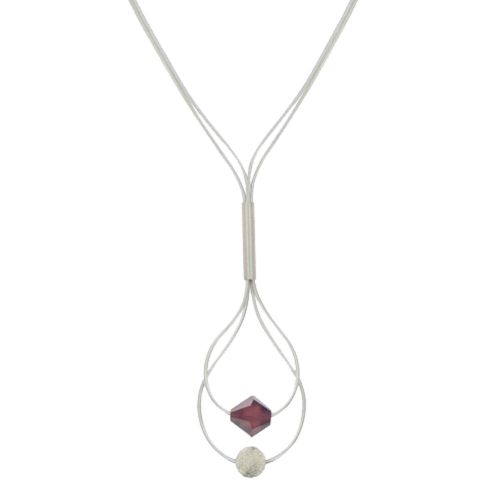 Collier Argent 925 Goutte Perle de Cristal et Argent Brossé - Classics - Rouge - LES POULETTES BIJOUX - Modalova