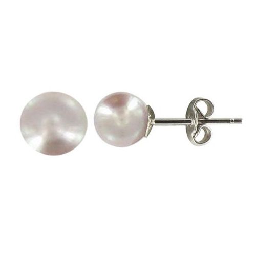 Boucles d'Oreilles Clou Argent et Perles de Culture 6.5-7 mm - Classics - Rose - LES POULETTES BIJOUX - Modalova