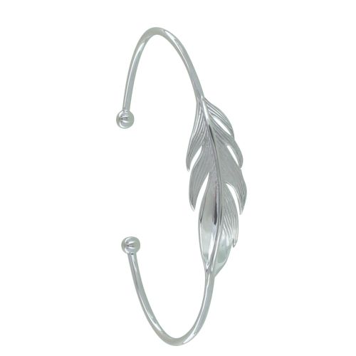 Bracelet 925 Rhodié Demi Jonc Plume - LES POULETTES BIJOUX - Modalova