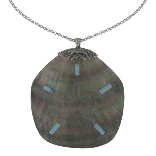 Collier Chaine Argent Pendentif Dollar des Sables en Nacre et Larimar - Classics - LES POULETTES BIJOUX - Modalova