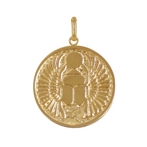 Pendentif Plaqué Médaille Ronde Talisman Scarabée - LES POULETTES BIJOUX - Modalova