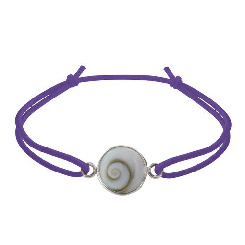 Bracelet Lien Elastique Oeil de Sainte Lucie Rond Argent 925 - Violet - LES POULETTES BIJOUX - Modalova