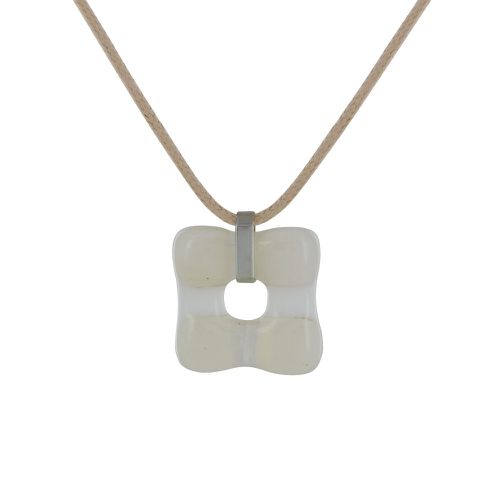 Collier Argent et Petit Pendentif Pâte de Verre Donuts Vanille - LES POULETTES BIJOUX - Modalova