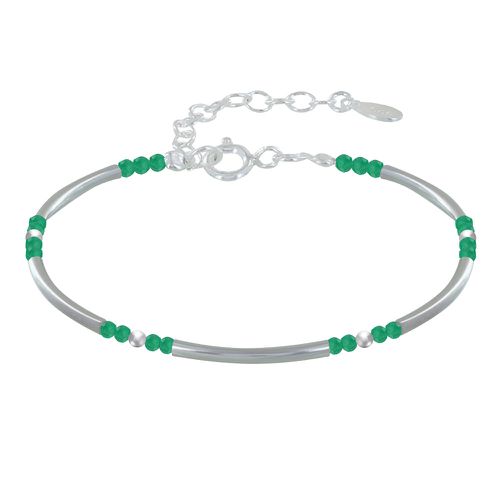 Bracelet Argent Tubes et Perles Facettées de Chrome Diopside M2 - LES POULETTES BIJOUX - Modalova