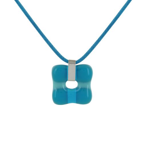 Collier Argent et Petit Pendentif Pâte de Verre Donuts Azur - LES POULETTES BIJOUX - Modalova