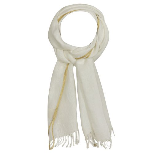 Echarpe 100% Lin Blanche Bordure Lurex Brillante - Or - LES POULETTES BIJOUX - Modalova