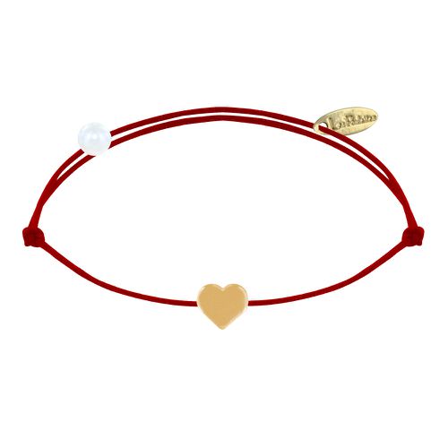 Bracelet Lien Plaqué Or Mini Coeur - Rouge - LES POULETTES BIJOUX - Modalova