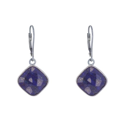 Boucles d'Oreilles Argent Carré de Lapis Lazuli Facettée - LES POULETTES BIJOUX - Modalova