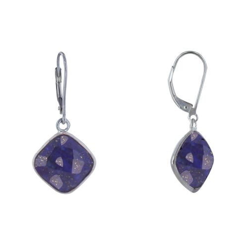 Boucles d'Oreilles Argent Carré de Lapis Lazuli Facettée - LES POULETTES BIJOUX - Modalova