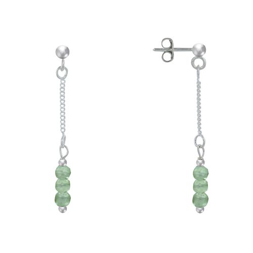 Boucles d'Oreilles Argent Chainette 3 Perles Facettées d'Aventurine - LES POULETTES BIJOUX - Modalova
