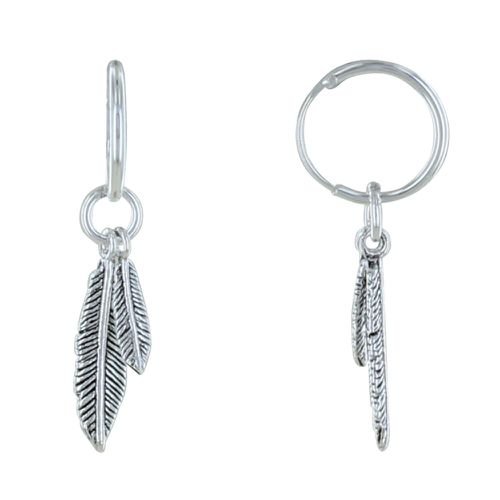 Boucles d'Oreilles Mini Créoles et Deux Plumes - LES POULETTES BIJOUX - Modalova