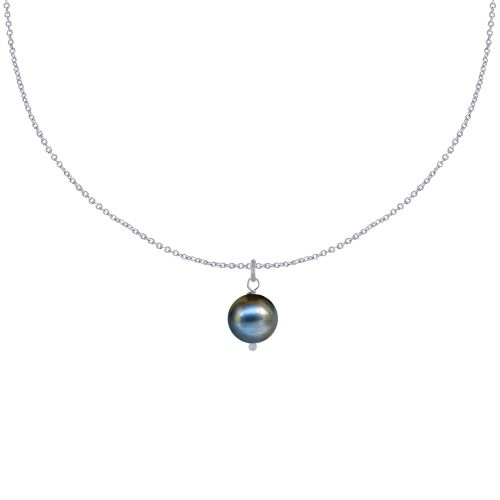 Collier 925 Rhodié Pendentif Perle de Culture - Noir - LES POULETTES BIJOUX - Modalova