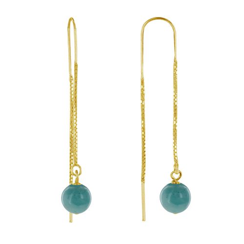 Boucles d'Oreilles Chainette Argent Doré et Perles d'Amazonite - LES POULETTES BIJOUX - Modalova