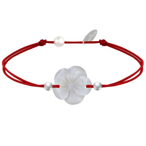 Bracelet Lien Fleur de Nacre Ivoire et Perles d'Argent - Classics - Rouge - LES POULETTES BIJOUX - Modalova