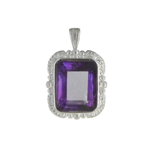 Pendentif Argent 925 Rectangle d'Améthyste - LES POULETTES BIJOUX - Modalova