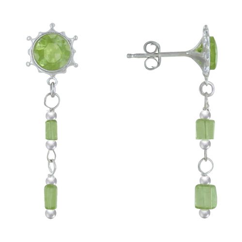 Boucles d'Oreilles Argent Soleil et Cubes de Péridot - LES POULETTES BIJOUX - Modalova