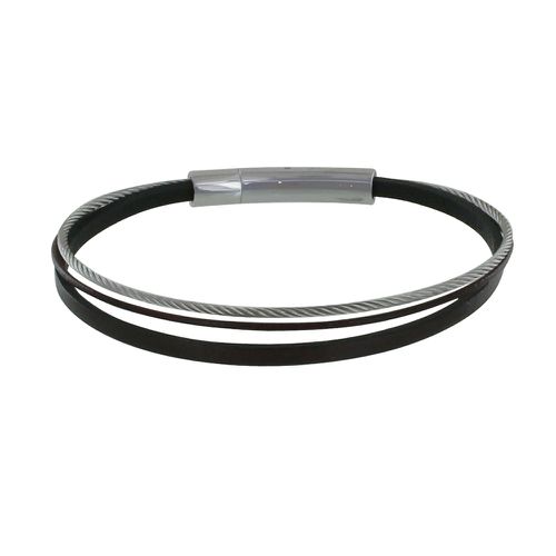 Bracelet Cuir Simple et Câble Acier Inoxydable - LES POULETTES BIJOUX - Modalova
