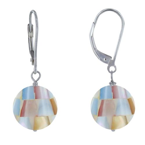 Boucles d'Oreilles Dormeuse Argent 925 et Perle de Nacre Facettée - LES POULETTES BIJOUX - Modalova