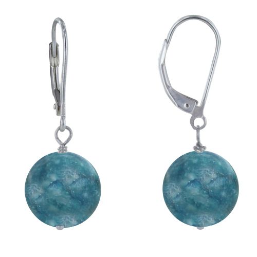 Boucles d'Oreilles Dormeuse Argent 925 et Perle d'Apatite - LES POULETTES BIJOUX - Modalova