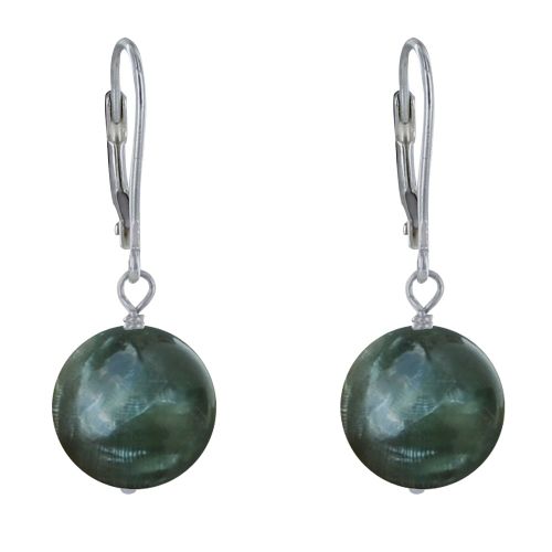 Boucles d'Oreilles Dormeuse Argent 925 et Perle de Séraphinite - LES POULETTES BIJOUX - Modalova