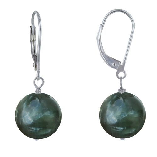 Boucles d'Oreilles Dormeuse Argent 925 et Perle de Séraphinite - LES POULETTES BIJOUX - Modalova