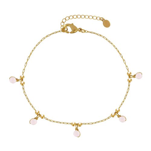 Bracelet Plaqué Or 5 Perles Facettées de Quartz - LES POULETTES BIJOUX - Modalova