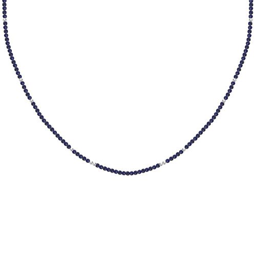 Collier Perles Facettées de Lapis Lazuli et Perles Argent - LES POULETTES BIJOUX - Modalova