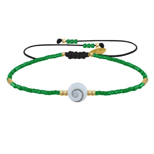 Bracelet Lien Oeil de Sainte Lucie et Petites Perles Brillantes - Vert Foncé - LES POULETTES BIJOUX - Modalova