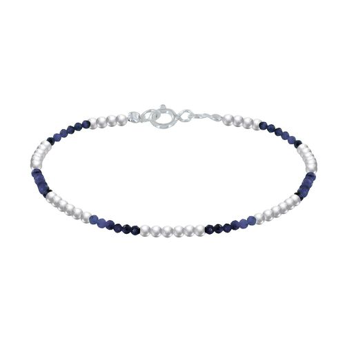 Bracelet Perles Argent et Perles de Lapis Lazuli Facetté M1 - LES POULETTES BIJOUX - Modalova