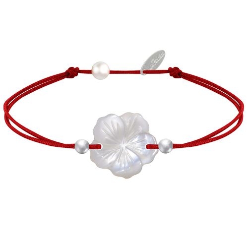 Bracelet Lien Fleur de Nacre Ivoire et Perles d'Argent - Classics - Rouge - LES POULETTES BIJOUX - Modalova