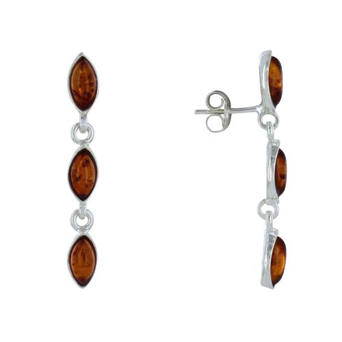 Boucles d'Oreilles Argent 925 Trois Feuilles d'Ambre - LES POULETTES BIJOUX - Modalova