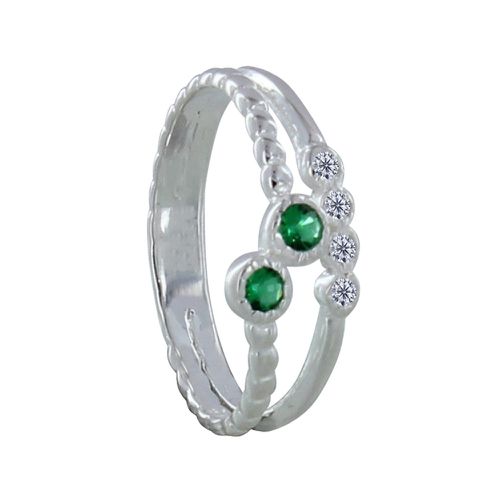 Bague Argent Double 2 Strass et 4 Petits Strass Cristal - taille 58 - LES POULETTES BIJOUX - Modalova