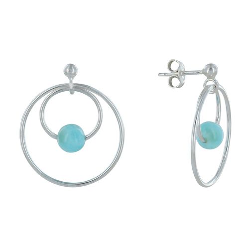 Boucles d'Oreilles Argent Créoles et Larimars - LES POULETTES BIJOUX - Modalova