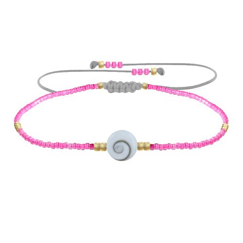 Bracelet Lien Oeil de Sainte Lucie et Petites Perles Brillantes - Rose Fluo - LES POULETTES BIJOUX - Modalova