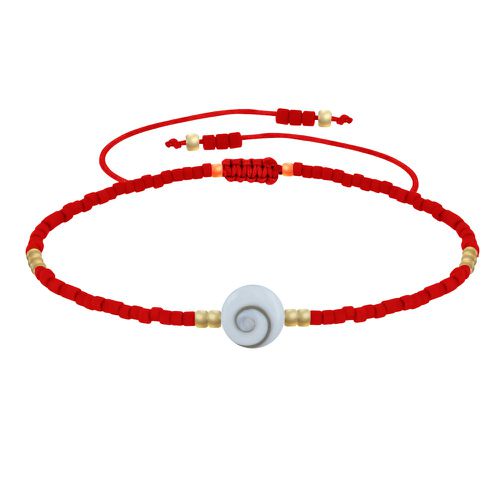 Bracelet Lien Oeil de Sainte Lucie et Petites Perles Mates - Rouge - LES POULETTES BIJOUX - Modalova