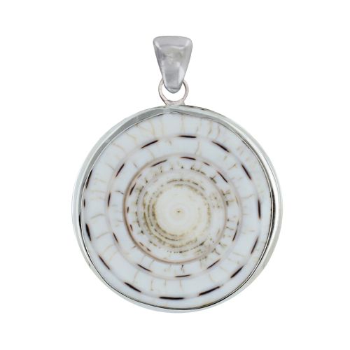 Pendentif Argent 925 Disque et Coquillage Naturel - LES POULETTES BIJOUX - Modalova