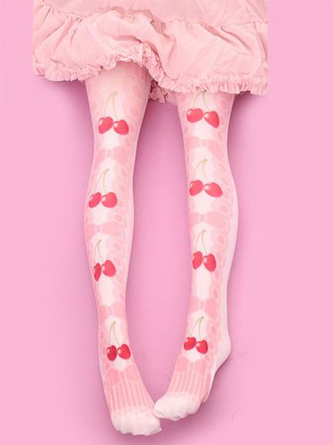 Sweet Lolita bas velours rose Bow cerise imprim chaussettes Lolita Dguisements Halloween - Milanoo - Modalova