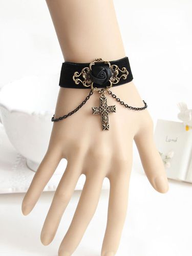 Bracelet lolita gothique en velours bicolore ornement mtallique avec bracelet quotidienne Accessoire noire Dguisements Halloween - Milanoo - Modalova