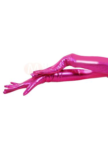 Brillant mtallique rouge rose paule longueur gants Dguisements Halloween - Milanoo FR - Modalova