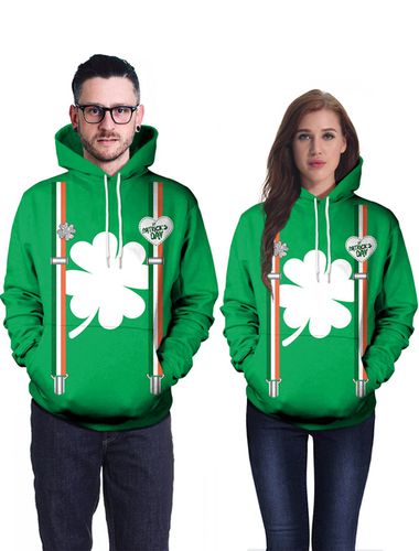 Sweatshirt Capuche Vert Irlandais Unisexe Imprim Capuche Vert St Patrick Dguisements - Milanoo - Modalova
