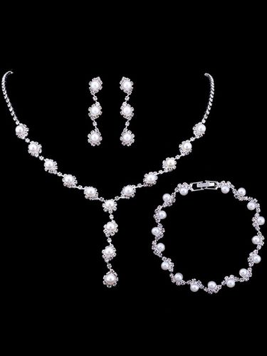 Ensemble de bijoux en argent avec strass en alliage de mtal perc Ensemble de bijoux de 3 pices - Milanoo FR - Modalova