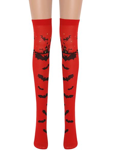 S Overknee Chaussettes Rouge Bat Imprimer Halloween Cosplay Costume - Milanoo FR - Modalova