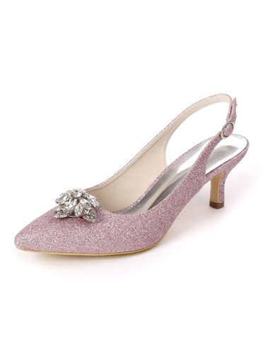 Chaussures de mariage en tissu paillet blanc strass bout pointu talon aiguille chaussures de marie - Milanoo - Modalova