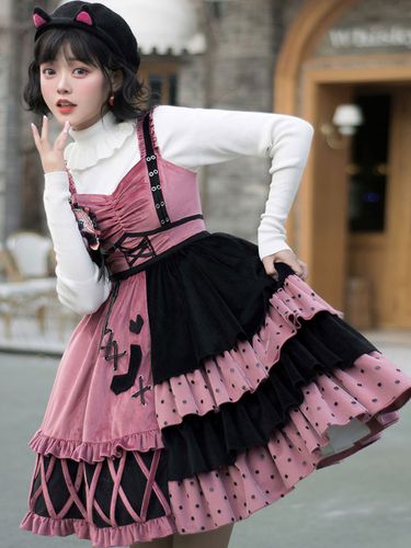 Sweet Lolita Outfits 3 Pieces Set Black Bows Ruffles Crewneck manches longues Lolita Pull Jupe - Milanoo - Modalova