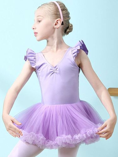 Robe de ballet lilas enfant danseuse dcoupe volants oeuvre plisse mlange de coton robe tunique vtements de danse costume de danse - Milanoo FR - Modalova