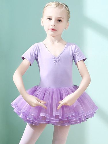 Robe de ballet lilas enfant danseuse dcoupe volants oeuvre plisse mlange de coton robe tunique vtements de performance costume de danse - Milanoo FR - Modalova