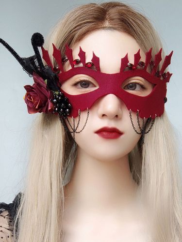 Masque De Carnaval Pour Adultes Accessoires De Costumes Cosplay Vintage De Mascarade En Plastique Rouge Dguisement - Milanoo FR - Modalova