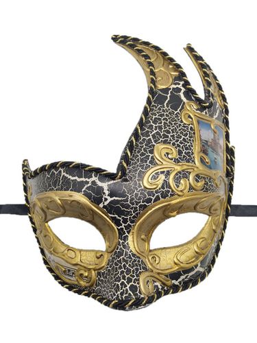 Masque De Carnaval Du Brsil Or Pour Adultes Accessoires De Costumes Cosplay De Mascarade En Plastique Noir Vintage Dguisement - Milanoo FR - Modalova