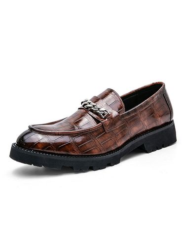 Chaussures Mocassins pour Hommes Slip-On Dtails en Mtal Plaid Bout Rond Cuir PU - Milanoo FR - Modalova