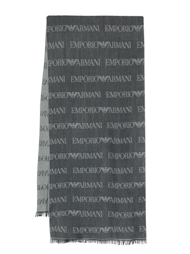Allover Logo Wool Blend Scarf - Emporio Armani - Modalova